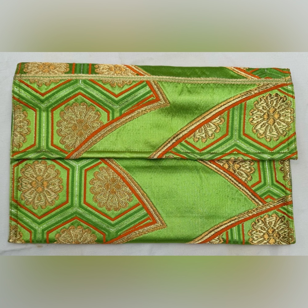 Vibrant Green and Gold Women's Clutch